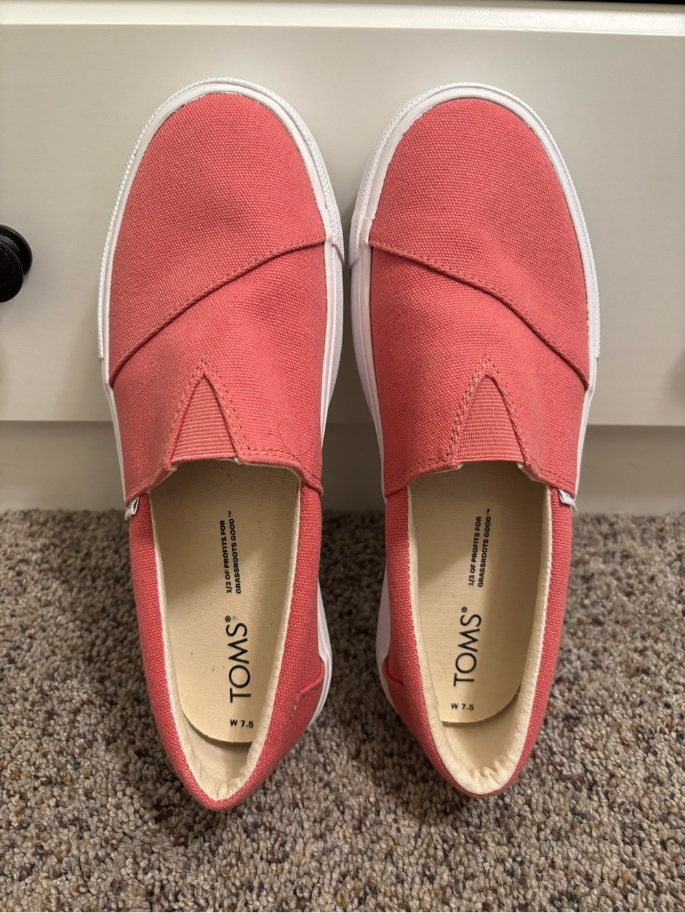 Toms Coral Canvas Slip-On with White Sole